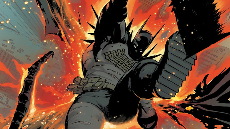 Absolute Batman #6 - Batman jumping in mid-air surrounded by fire