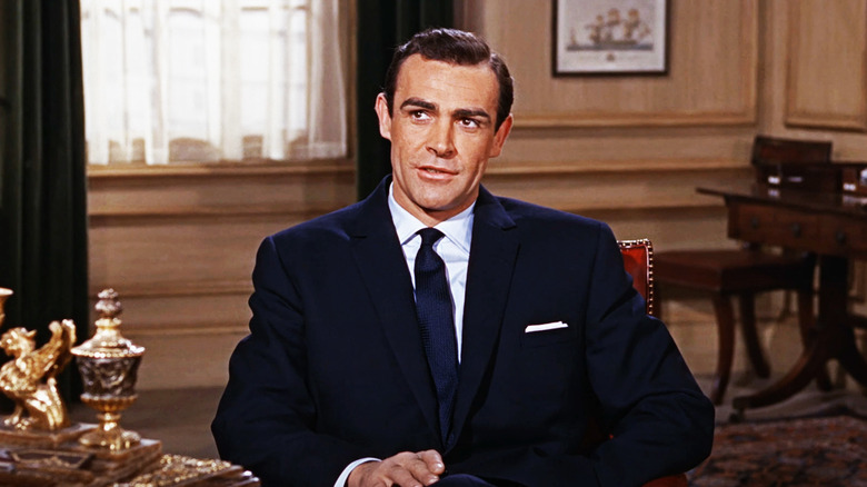 Sean Connery's James Bond sits in M's office in From Russia With Love