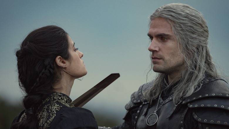 Anya Chalotra and Henry Cavill in The Witcher