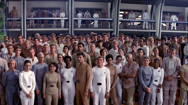 A crowd shot of Starfleet officers in Star Trek: The Motion Picture
