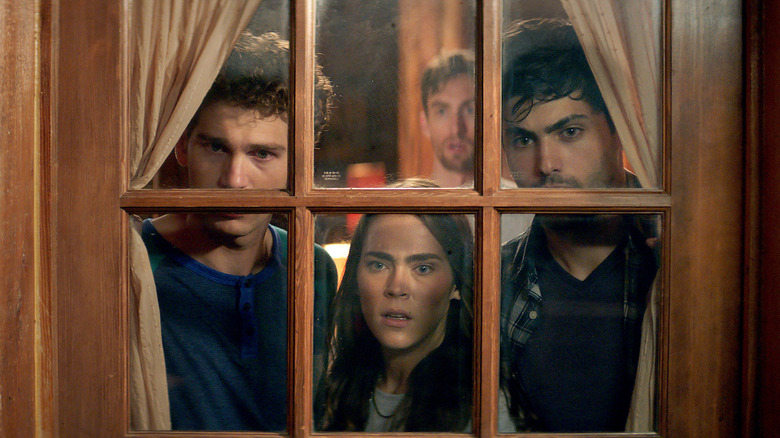 Cabin Fever cast looking out window