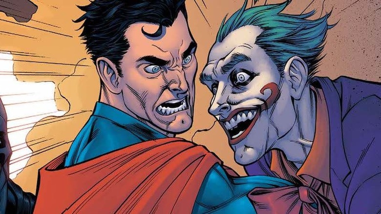 Superman punching Joker through the chest in Injustice: Gods Among Us