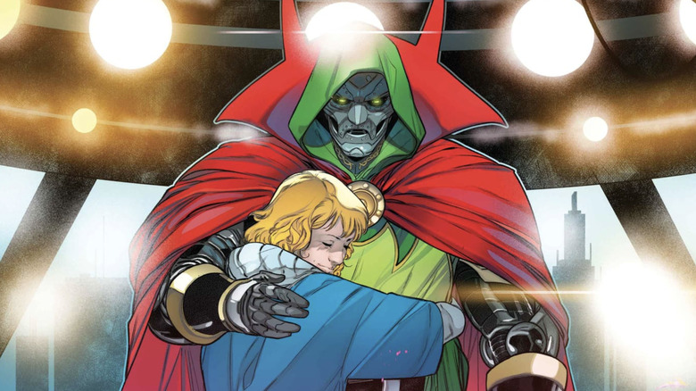 One World Under Doom #2 Valeria Richards hugging Doctor Doom