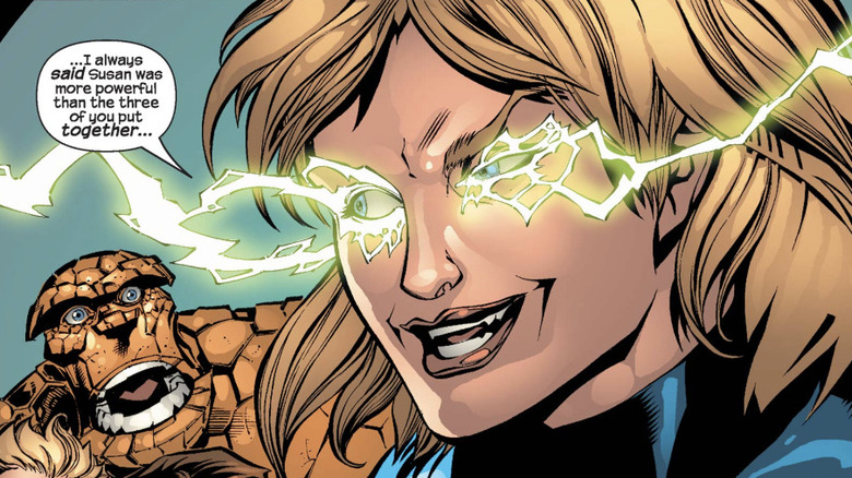 Doctor Doom possesses Sue Storm as Ben Grimm/The Thing looks on