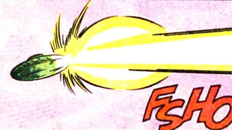 A flying saucer fires a powerful blast