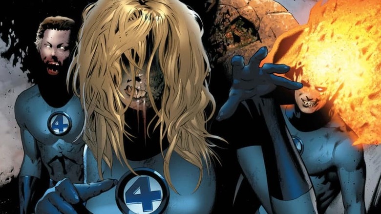 The zombie Fantastic Four walk forward