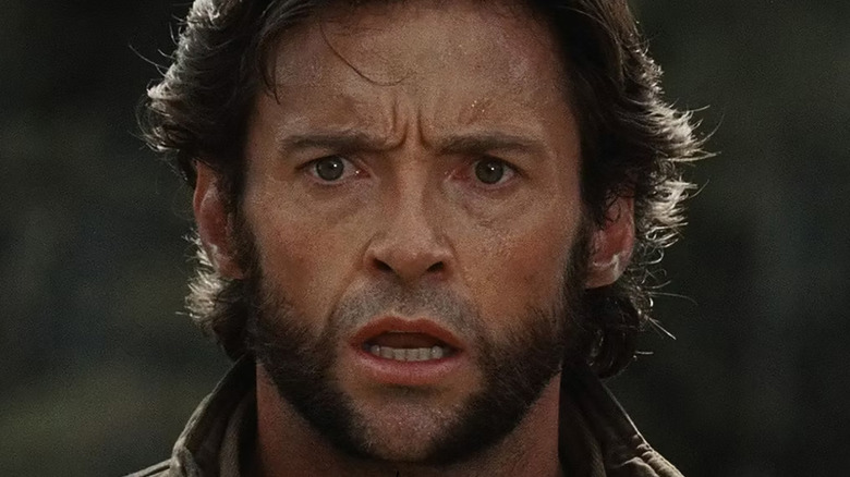 A close-up of a shocked Logan in X-Men Origins: Wolverine
