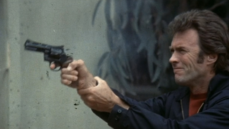 Clint Eastwood's Harry Callahan shoots a pistol in Magnum Force