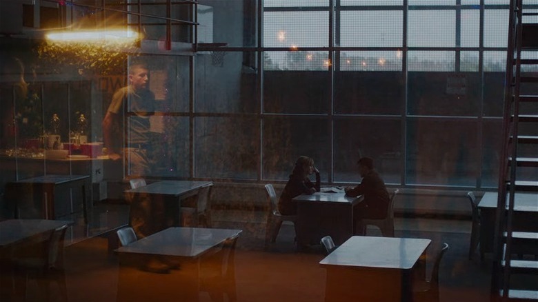 Overlaid image of Murph at the party and Bartle speaking with Maureen