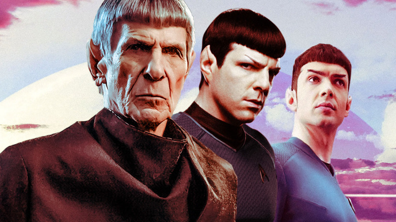 Leonard Nimoy, Zachary Quinto and Ethan Peck as Spock