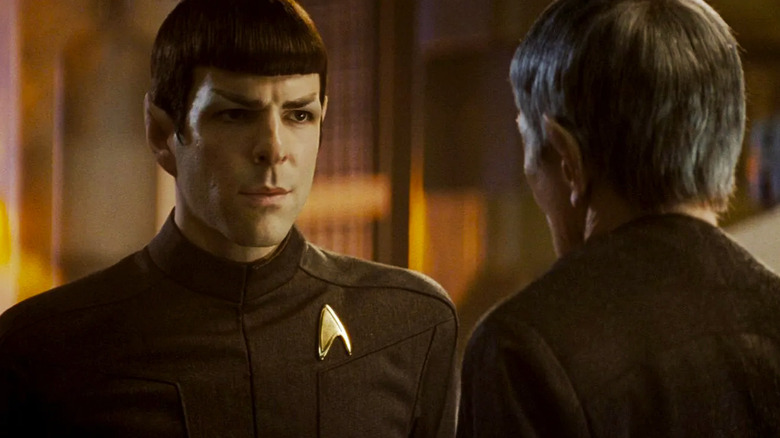 Zachary Quinto and Leonard Nimoy in Star Trek