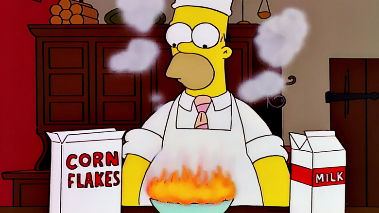 The Simpsons Homer cornflake fire
