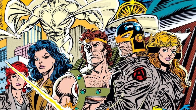 Black Knight Dane Whitman Sersi Crystal Black Widow Natasha Romanoff Vision Hercules Avengers Uatu Watcher Photon Sword