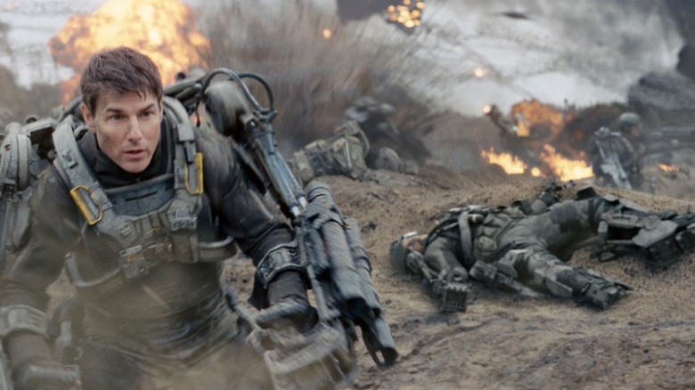 Tom Cruise in battle armor in "Edge of Tomorrow"
