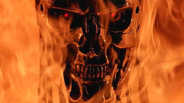 Terminator skull in flames