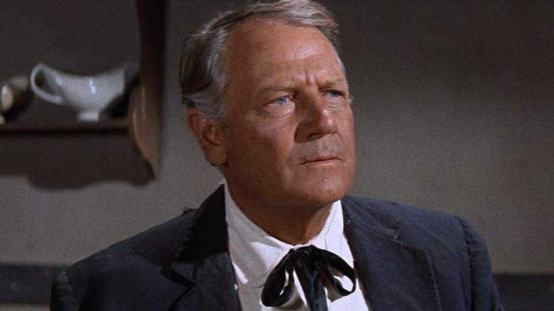 A gray-haired Joel McCrea looks troubled as Steve Judd in Ride the High Country