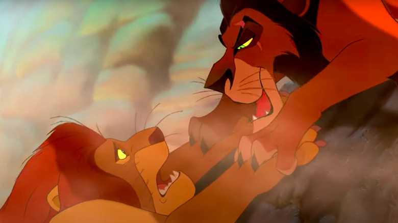 Moments before Scar pushes his brother to his death