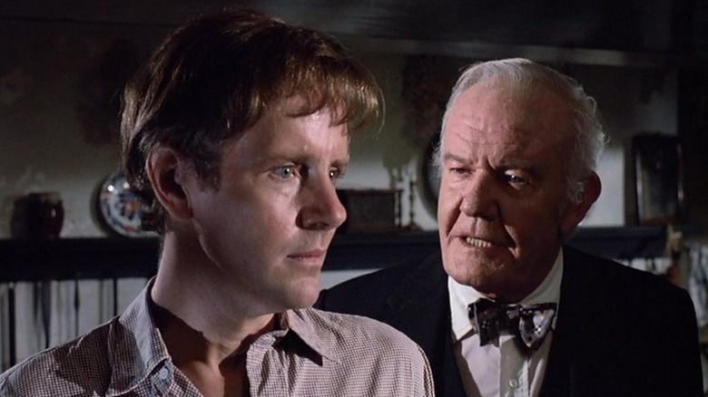 Andrew Duggan as Judge Axel stares intensely at Michael Moriarty as Joe Weber in A Return to Salem's Lot