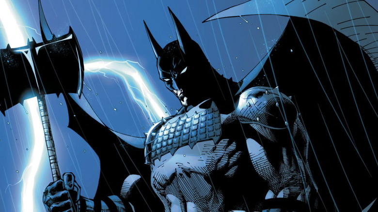 Absolute Batman #1 Jim Lee variant cover- Batman holding axe as lightning strikes