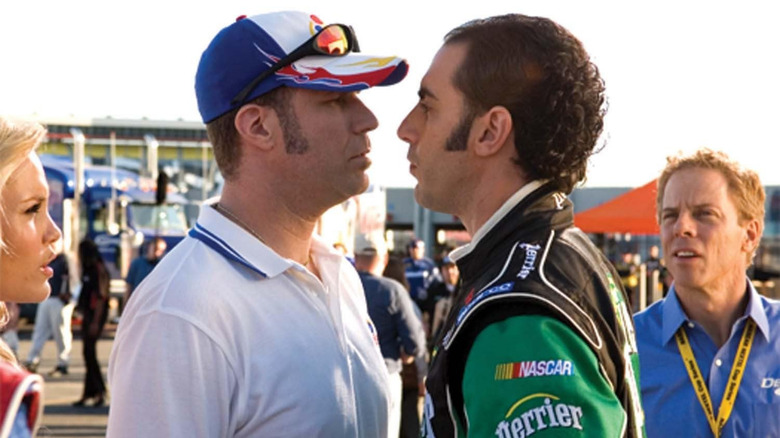 Talladega Nights: The Ballad of Ricky Bobby, Ricky Bobby and Jean Girard staring each other down