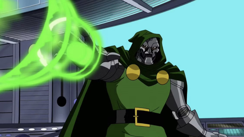Doctor Doom firing energy weapon from his hand in Avengers: Earth's Mightiest Heroes