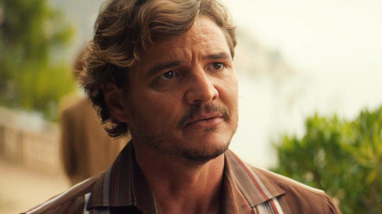 Pedro Pascal's Javi Gutiérrez is seen in closeup as he stands outside in The Unbearable Weight of Massive Talent