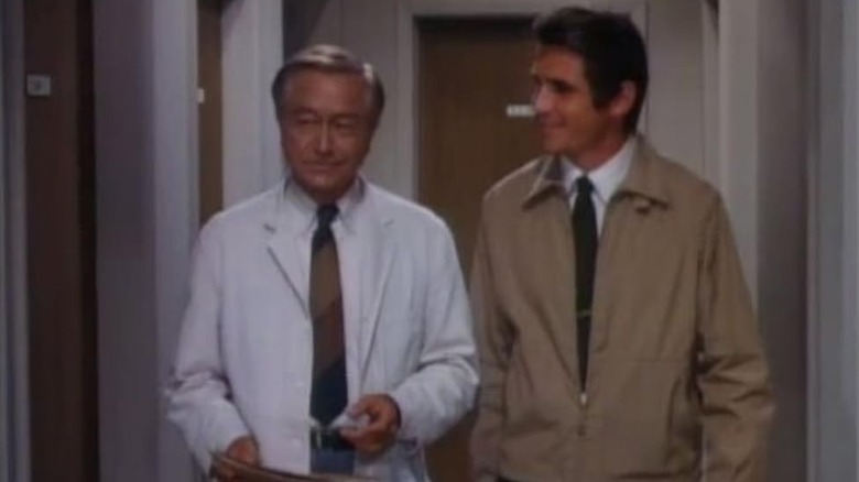 Marcus Welby and a friend walking down a hallway on Marcus Welby, M.D.