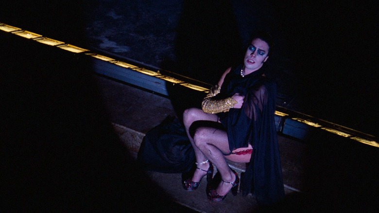 Dr. Frank-N-Furter crying on a stage in The Rocky Horror Pocture Show