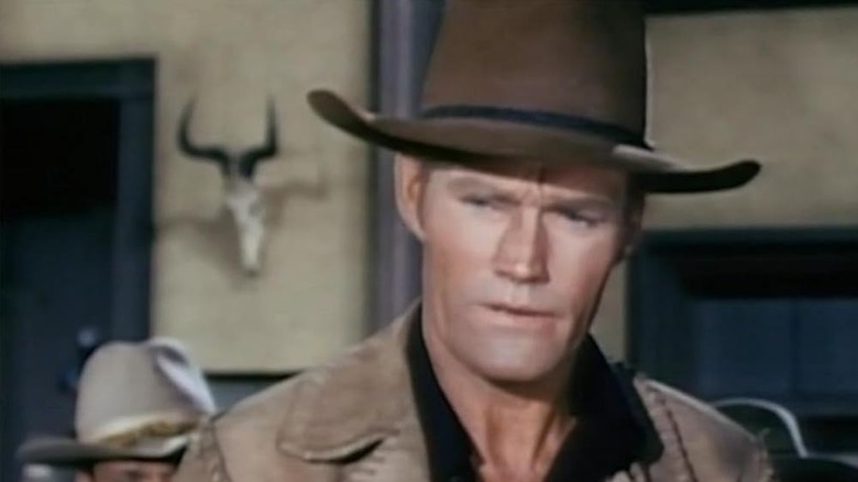 Jason McCord (Chuck Connors) wearing a cowboy hat on "Branded."