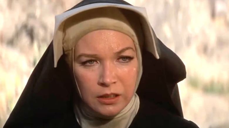 Shirley Maclaine's Sara is seen in closeup in Two Mules for Sister Sara