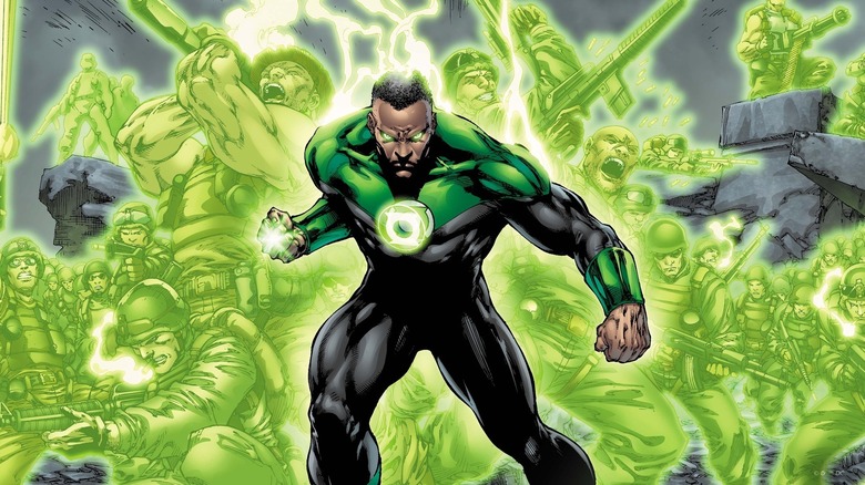 John Stewart criando construções de energia nos quadrinhos do Lanterna Verde