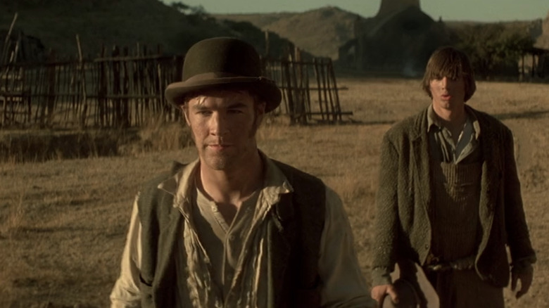 James Van Der Beek's Lincoln Rogers Dunnison walks away from Ashton Kutcher's George Durham in Texas Rangers
