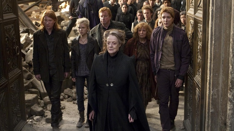 Professor McGonagall leads a battered group of heroes in Harry Potter and the Deathly Hallows: Part 2
