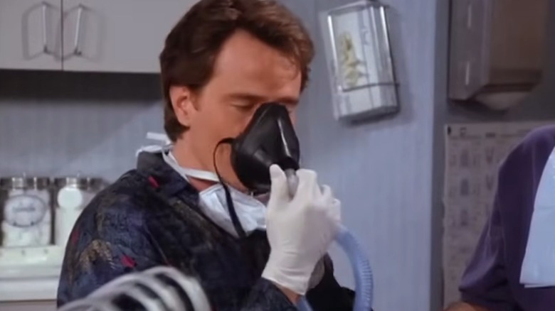 Tim using the gas mask