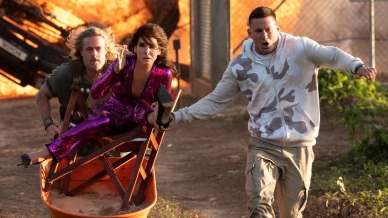 Brad Pitt, Sandra Bullock and Channing Tatum in The Lost City