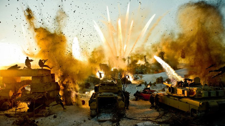 A massive explosion on the set of Transformers Revenge of the Fallen