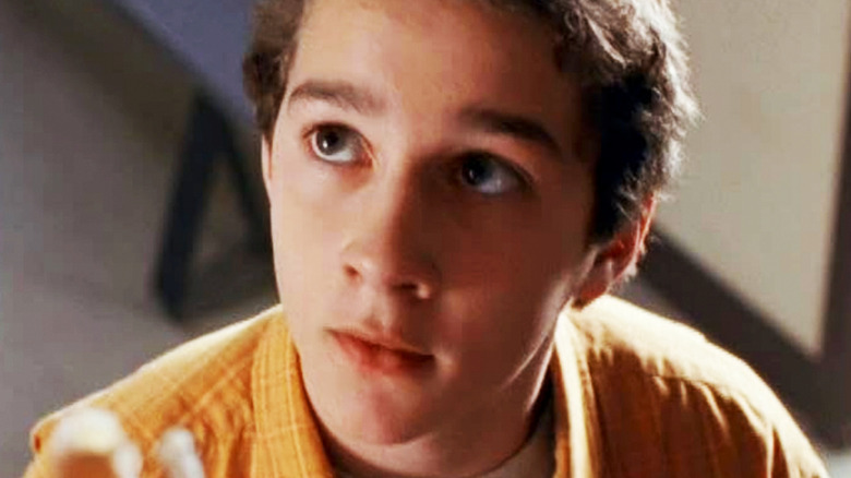 Shia Labeouf as Dylan Pierce looks up in closeup in The Nightmare Room