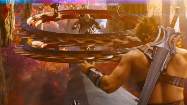He-Man (Nicholas Galitzine) faces a Roton in Masters of the Universe