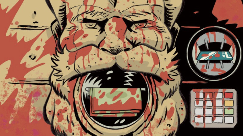 Free for all Juni Ba #1 cover shows a bloody head next to the calculator