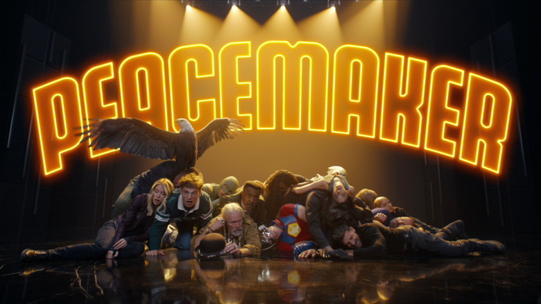 The cast of Peacemaker season 2 all collapsed in a pile at the end of the opening credits