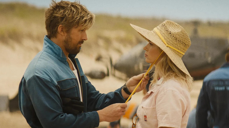 Colt fixing Jody's hat in The Fall Guy