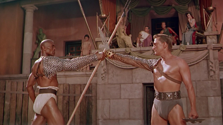 Woody Strode and Kirk Douglas in Spartacus