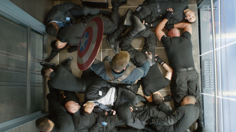 The elevator fight from Captain America: The Winter Soldier