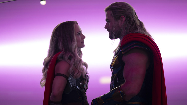 Two Thors, a Korg and Valkyrie in Thor: Love and Thunder