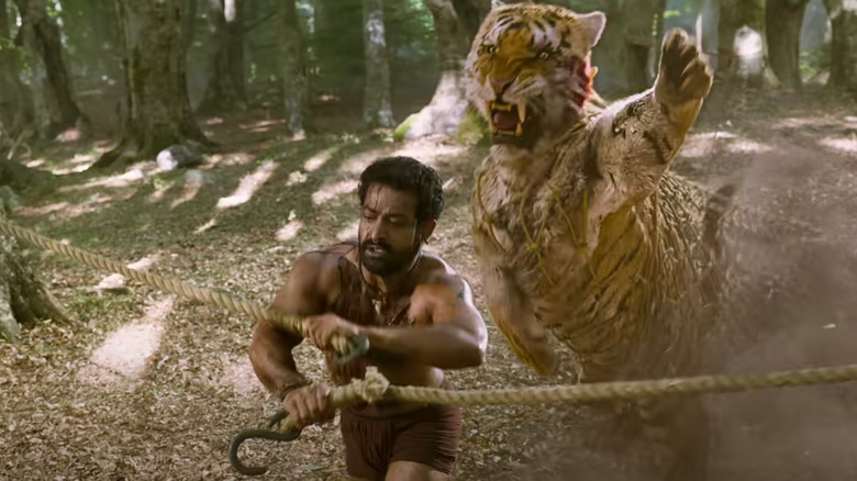 "RRR"  N.T. Rama Rao Jr. and tiger
