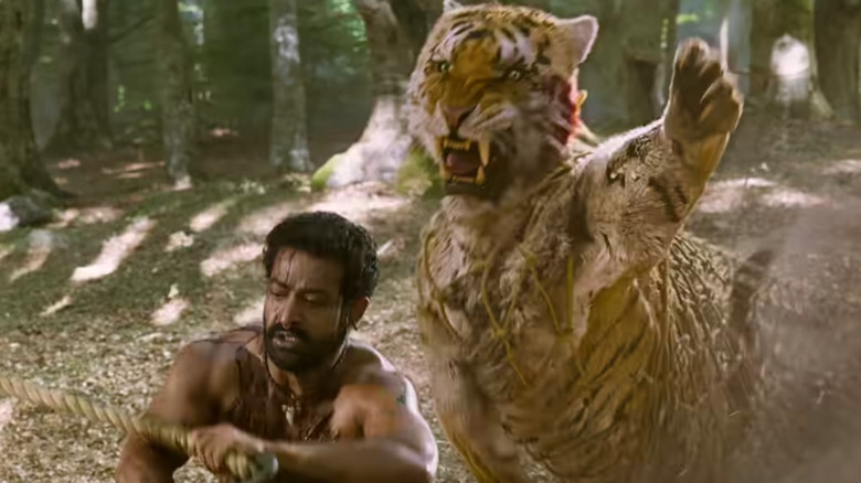 "RRR"  N.T. Rama Rao Jr. and tiger