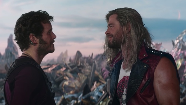 Chris Pratt and Chris Hemsworth in Thor: Love and Thunder