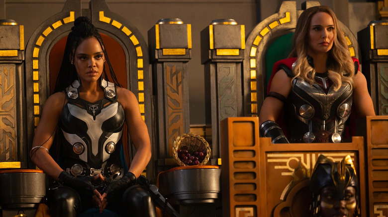 Natalie Portman and Tessa Thompson in Thor: Love and Thunder