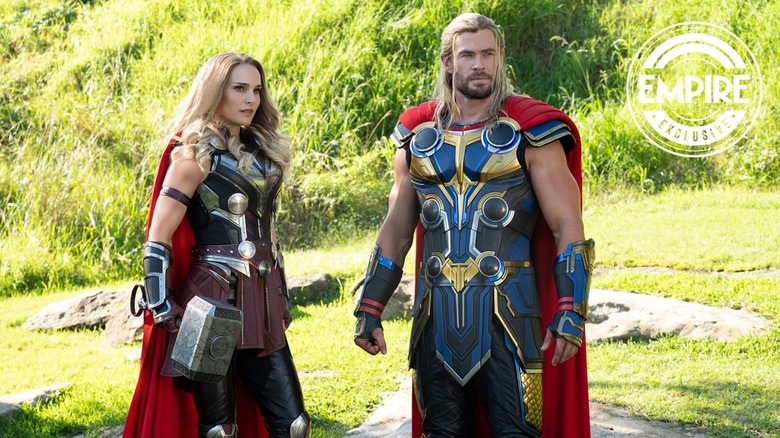 The Mighty Thor and Thor Odinson stand side by side in "Thor: Love and Thunder"