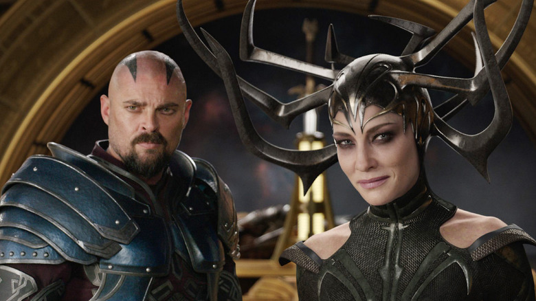 Karl Urban and Cate Blanchett in Thor: Ragnarok